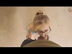  - Risky Public: Girl sucks a stranger in an abandoned spot, taking that load like a pro!