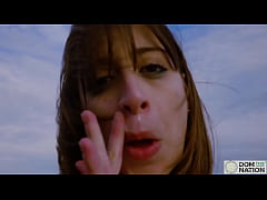  - Italian beauty Silvia Soprano eats ass and licks feet while strolling in cum with her dom along the sea