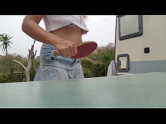  - nippleringlover horny milf flashing pierced pussy small boobs with extreme big nipple piercings outdoors
