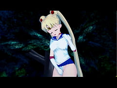  - Sailor Moon masturbating in the park at night. Uncensored Hentai.