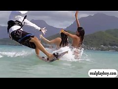  - Curvy hot babes kite surfing while naked