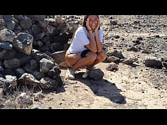  - Public pissing Teen gives risky blowjob on camping to her boyfriend