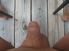  - 65 year old male masturbates and cums outside