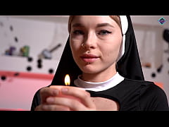  - The nun gets horny from a big dick and takes cum in her tight pussy. Karneli Bandi