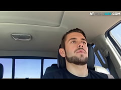  - Hung stud jerks cock behind the wheel
