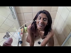  - Indian girl white cock face piss in slow motion, POV