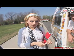  - Petite 18yo blonde Girl pick up for car sex