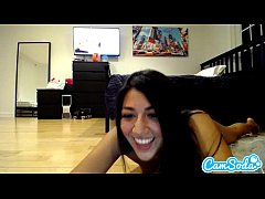  - latina teen lesbian with big ass riding a fat dildo in her dorm room