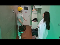  - Latina MILF makes chubby hotel handyman oil her and squirt