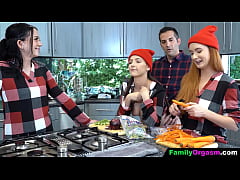  - FamilyOrgasm - Easygoing Step Father Goes to the Kitchen While the Girls Cook