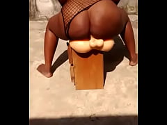  - Horny Ebony milf stripping and trusting male torso