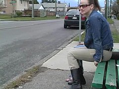  - ineed2pee - desperation piss wetting alex janessa bus stop embaressment