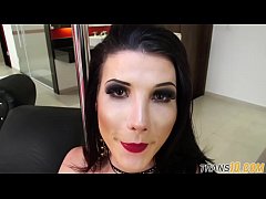  - Lingerie TS tugs on her swollen cock