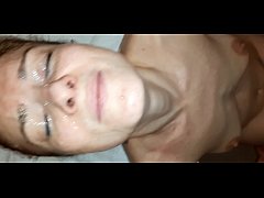  - 5 cums (Creampie in pussy, Cum in mouth, Cum on pussy) 5 explosions cums with the neighbor in the foreground as a great porn star.