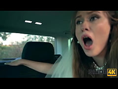  - BRIDE4K. Horny bride ran away from the wedding and showed her natural tits to strangers in the field