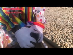  - Clown almost gets hit by train while getting head