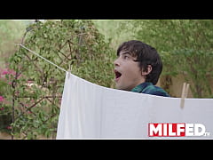  - Young Boy SNEAKING on Her HOT MILF Neighbor Doing Her Workout - MILFED