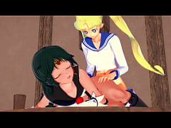  - Futa Sailor Moon - Usagi fucks Sailor Pluto - 3D Hentai