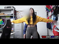  - Young brunette busted for shoplifting by a big dick mall cop