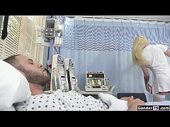  - Shemale nurse helps with patients hardon