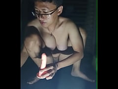  - Shemale At Dark Night Anal Masturbating