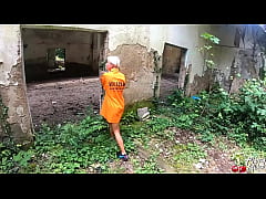  - Sexy Prisoner Deep Sucking Dick and had Anal Sex on the Abandoned - Facial