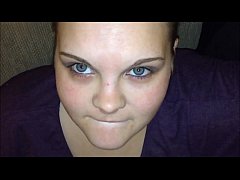  - Innocent Blue eye teen sucks huge dick like a pro letting him finish in her mouth and then swallow the whole load of cum