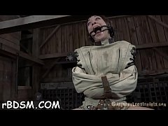  - Naked and gagged babe receives wild cunt pleasuring