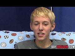  - Interviewed blonde twink Kenny Monroe wanking off and cums