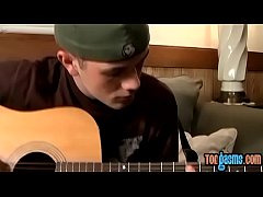  - Foot fetishist young gay playing guitar and cock solo