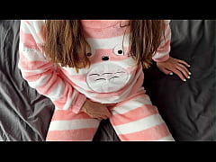  - asian teen in pajamas masturbate small tits horny pussy and squirting orgasm