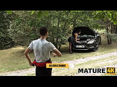  - MATURE4K. Mature whore Texas Patti is fucking on top of her car in front of her husband