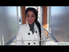  - Sexy brunette babe Nancy reveals her perfect tits in a parking lot