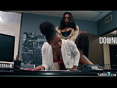  - Ebony boss orders her black TS secretary Leilani Li to fuck her dark pussy