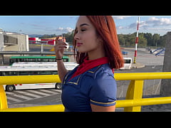  - COLOMBIAN AIR HOSTESS sucks dick in the AIRPORT and then gets FUCKED! PUBLIC SEX -Abella olsen