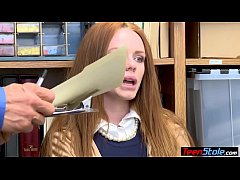  - Redhead teen thief with big nipples fucks for freedom