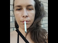  - Kelly Kendricks smokes cigarettes in the sun with lots of cleavage