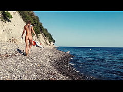  - Outdoor sex. Hot russian slut nudist girl have fun on the wild beaches