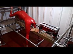  - RachelSexyMaid - 34 - Dungeon Fuckmachine in Red Latex Catsuit