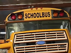  - Star quarterback of the football team penetrates juicy brunette teen near  bus parking