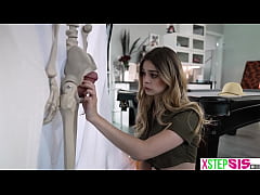  - Halloween had teen stepsister Little and BFF Mia Kay horny for bones