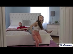  - Tall sexy transexual sucks and rides straight guys big cock