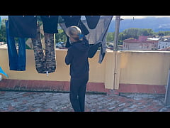  - ACCIDENTAL HOMEMADE SEX WITH THE NEIGHBOUR - CUM IN MY MOUTH - BLOWJOB IN THE LAUNDRY ROOM