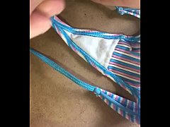 - Cum shot on her G string cotton gusset