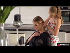  - Lesbian babe fucks busty bff with dildo