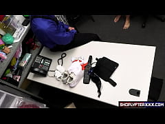  - Hot bar waitress turns into a sexy thief who has to get naked to suck and let her pussy be pounded over and over again so she can leave free, but not before swallowing all the cum.