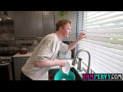  - Big boobed blonde MILF stepmom Katie Morgan sunbating on stepson big dick