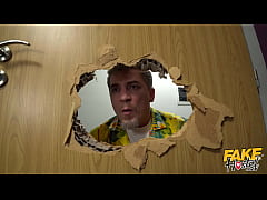  - Fake Hostel - Fucking machine pumps horny young Russian babe up the ass before guy comes in to give her squirting orgasms, filling her up double penetration and hardcore sex ending with an anal creampie