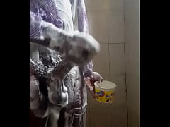  - Big Black Cock.Maturbating and jerking off with a lot of cumshot in the bathroom