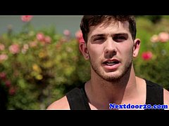  - Athletic twunk beating off his pulsating cock